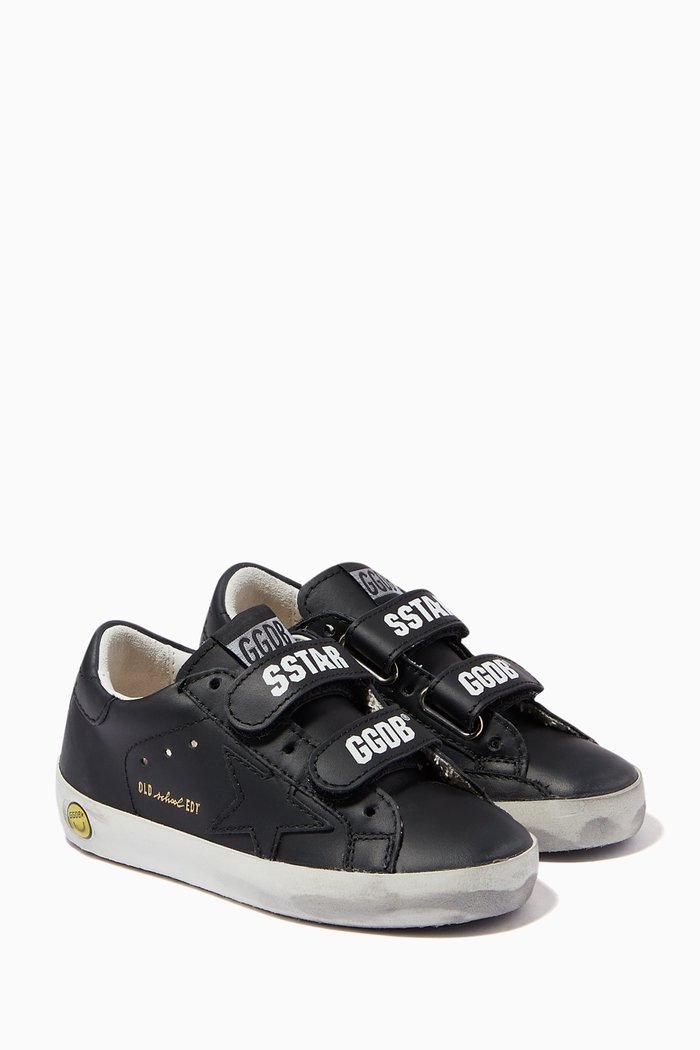 

Old School Sneakers with Leather Star in Leather, Black
