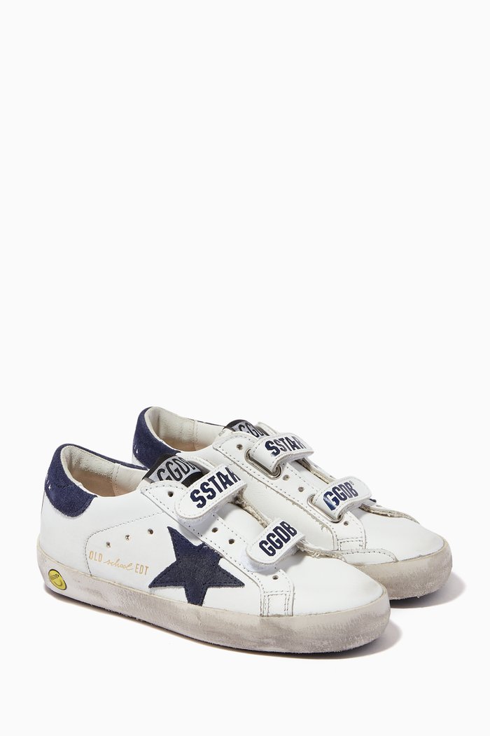 

Old School Sneakers with Suede Star in Leather, White