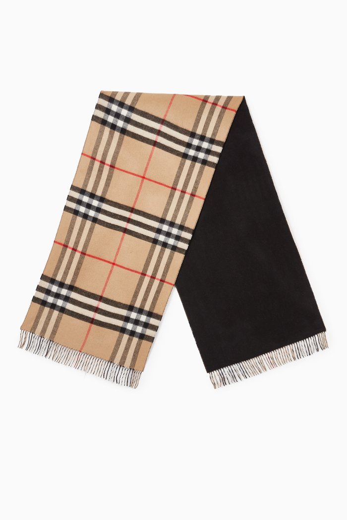 

Reversible Scarf in Vintage Check Cashmere, Black