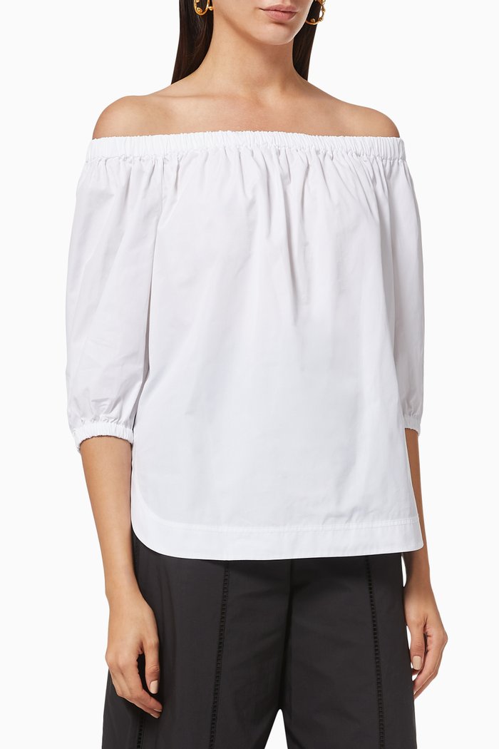 

Off-the-shoulder Top in Cotton Poplin, White