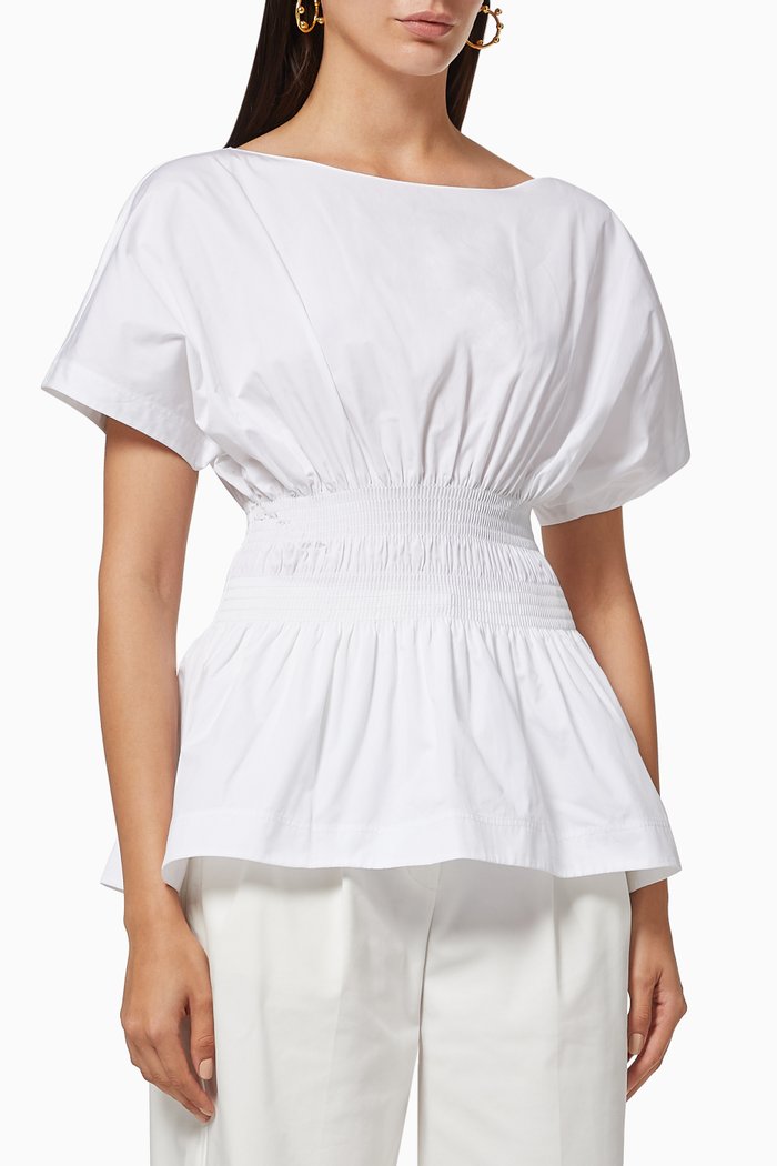 

Smocked Top in Cotton, White