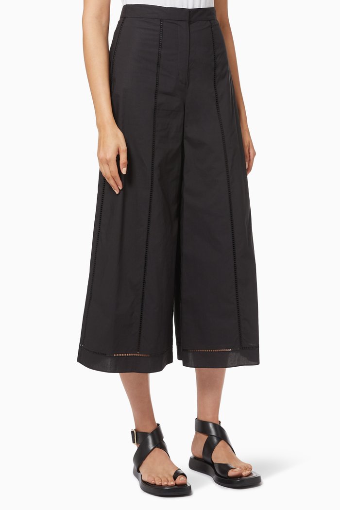 

Wide Leg Culotte in Cotton, Black