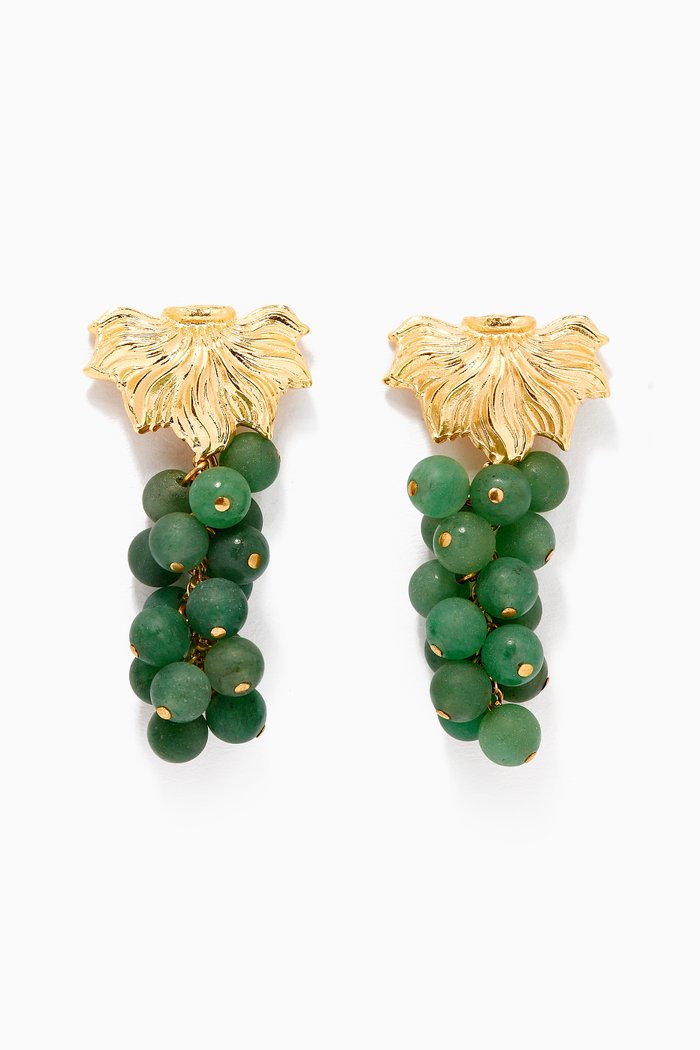 

Frida Earrings in 24kt Gold-Plated Bronze, Green
