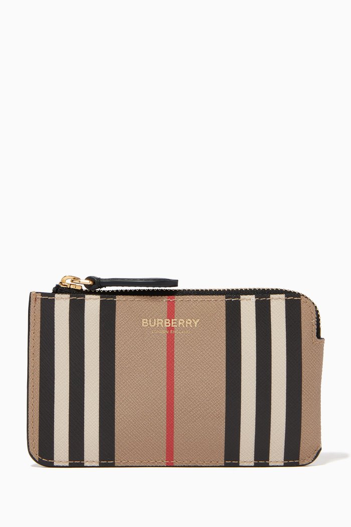 

Zip Coin Case in Icon Stripe E-canvas, Neutral