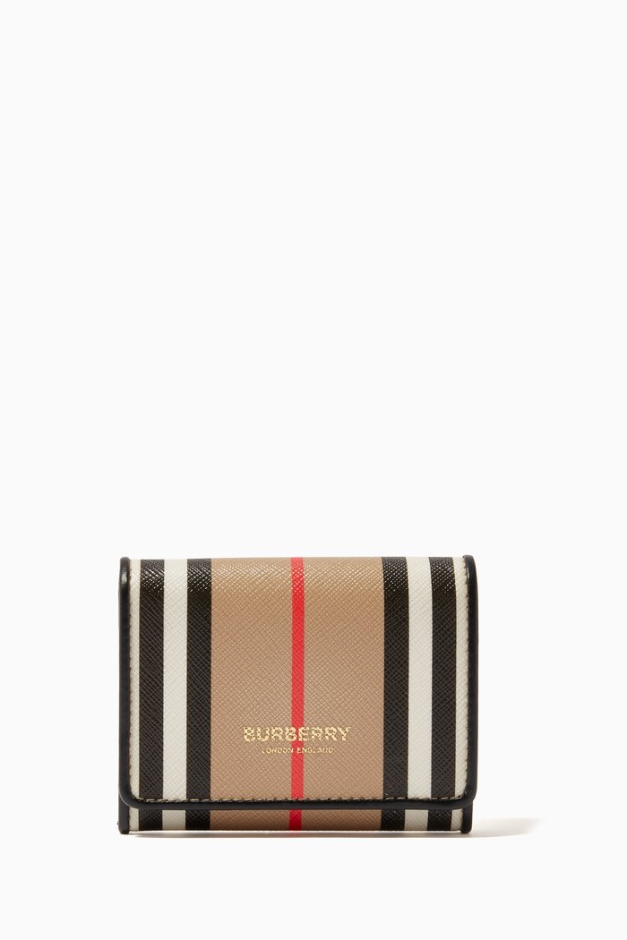 

ID Card Case in Icon Stripe E-canvas and Leather, Neutral