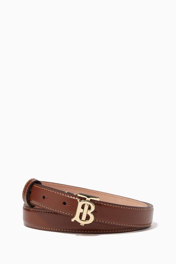 

Monogram Motif Belt in Topstitched Leather, Brown