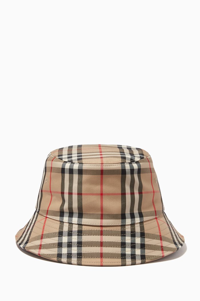 

Bucket Hat in Vintage Check Cotton Blend, Neutral