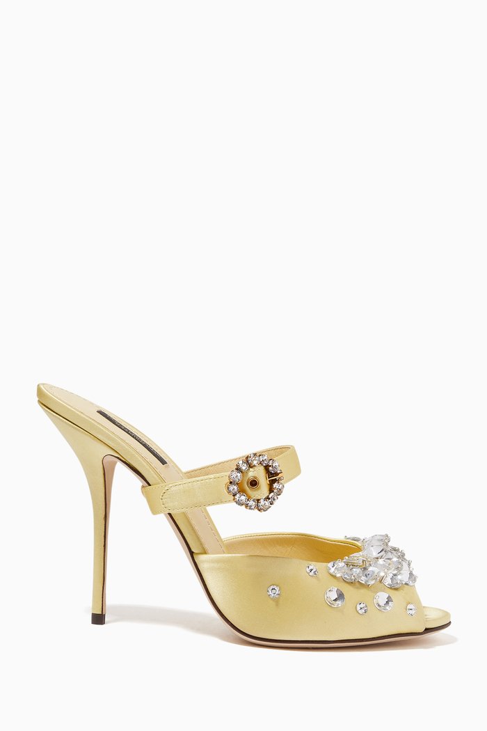 

Embellished Mules in Silk-Satin, Yellow