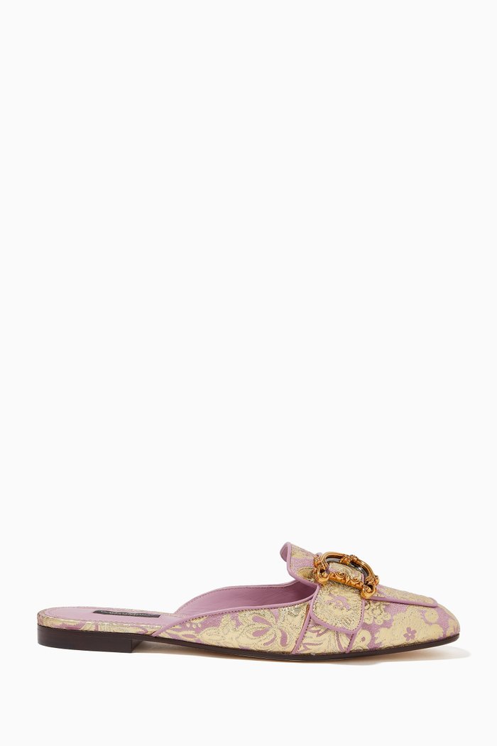 

DG Jackie Mules in Metallic Brocade, Pink