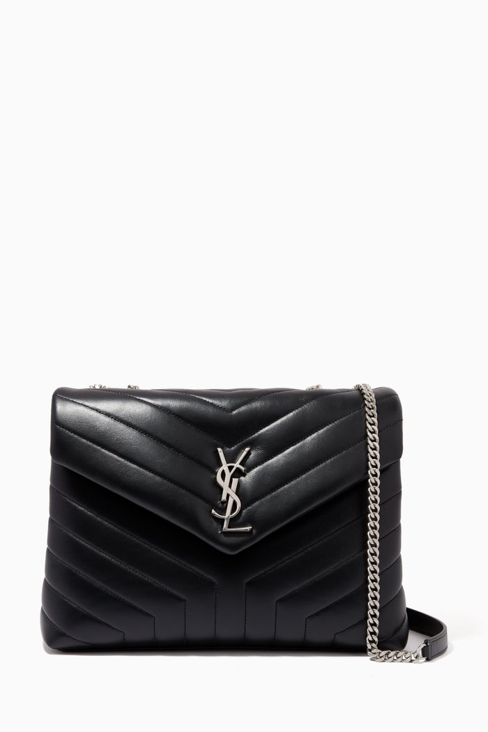 

Medium Loulou Shoulder Bag in Matelassé Lambskin, Black