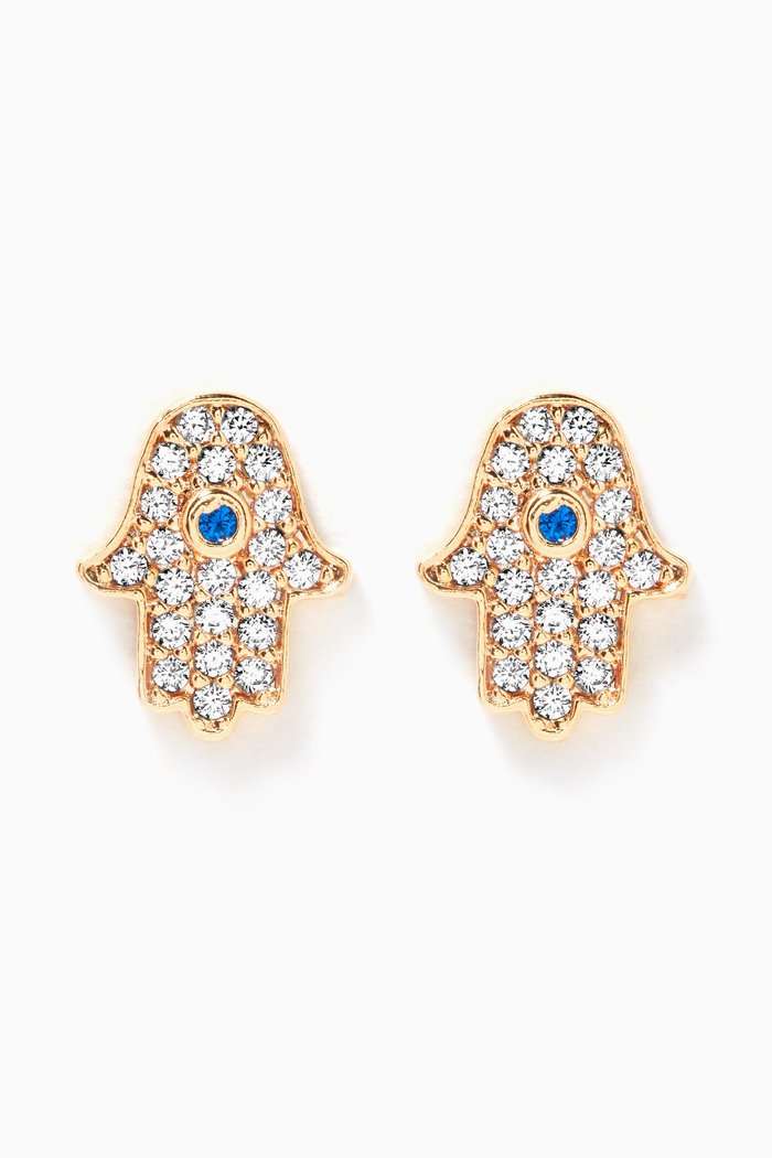 

Pavé Mini Hamsa Earrings, White