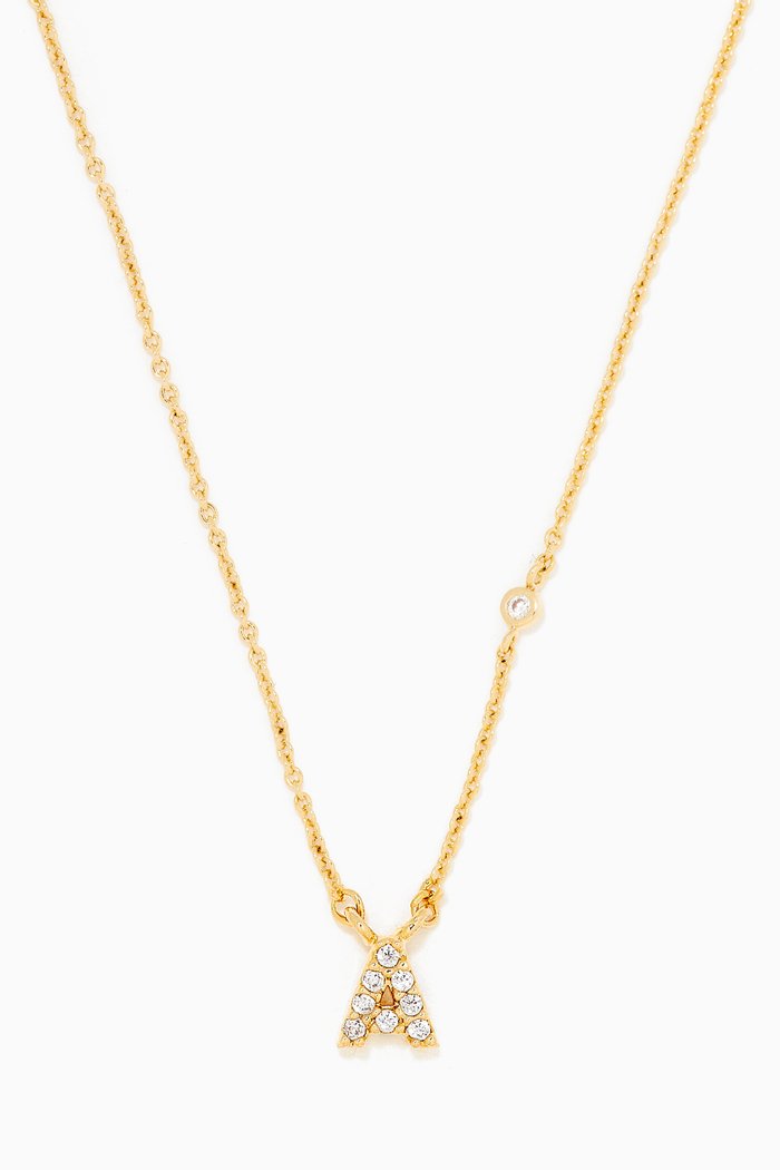

Initial Charm Necklace with Cubic Zirconia in Gold Plating