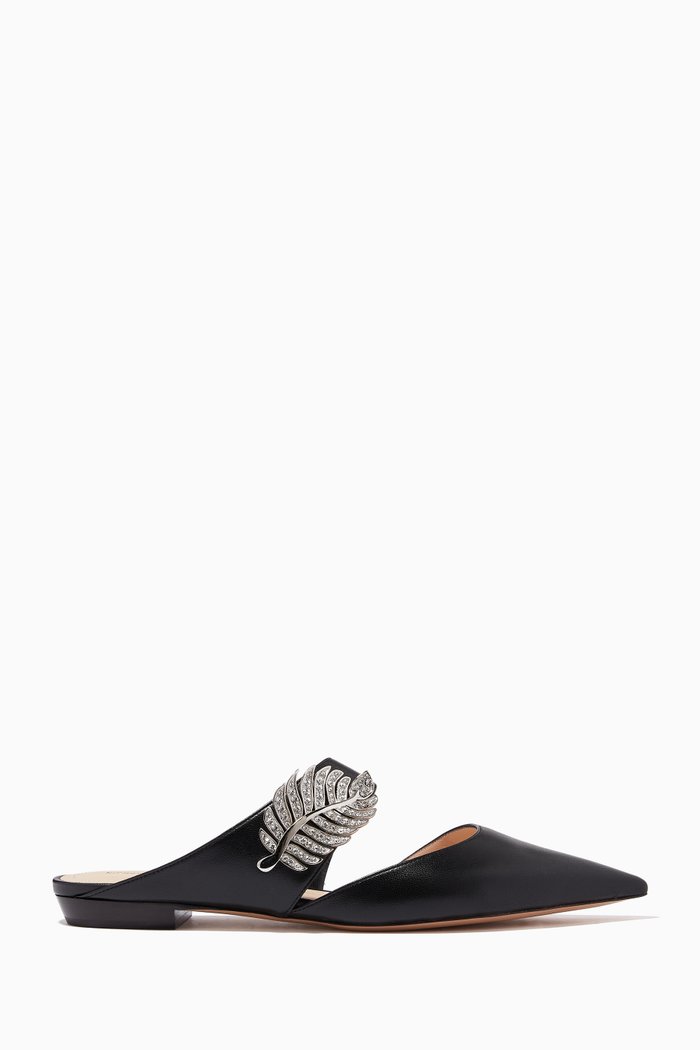 

Monstera Flat Mules in Nappa, Black