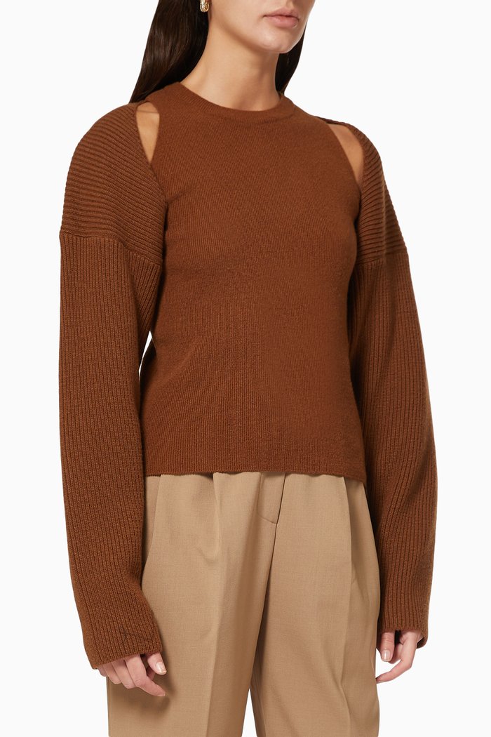 

Knit Shrug Set, Brown