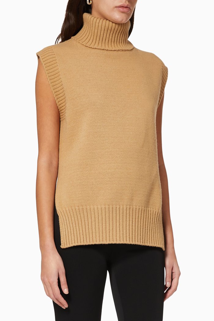 

Roll Neck Knit Vest, Neutral