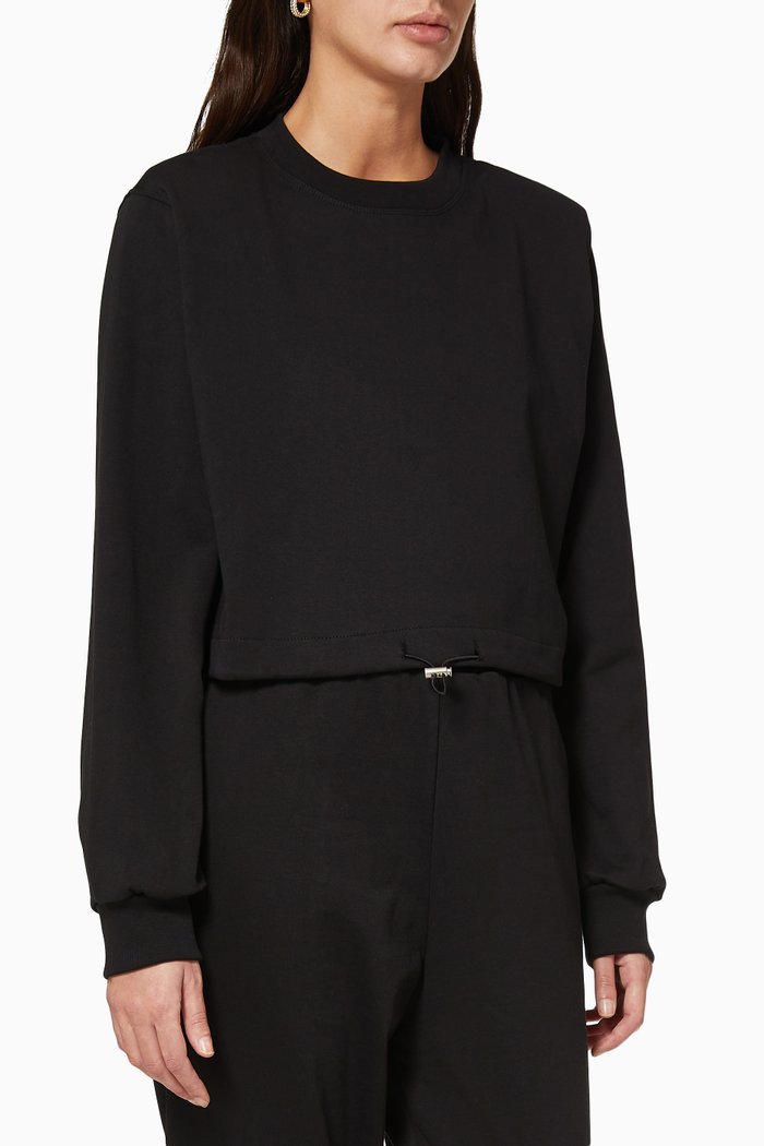 Shoulder Pad Sweatshirt, Black