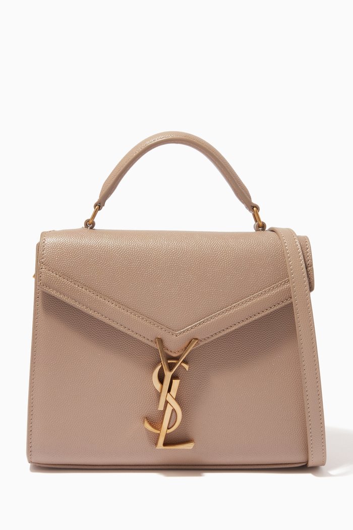 

Mini Cassandra Top Handle Bag in Leather, Neutral