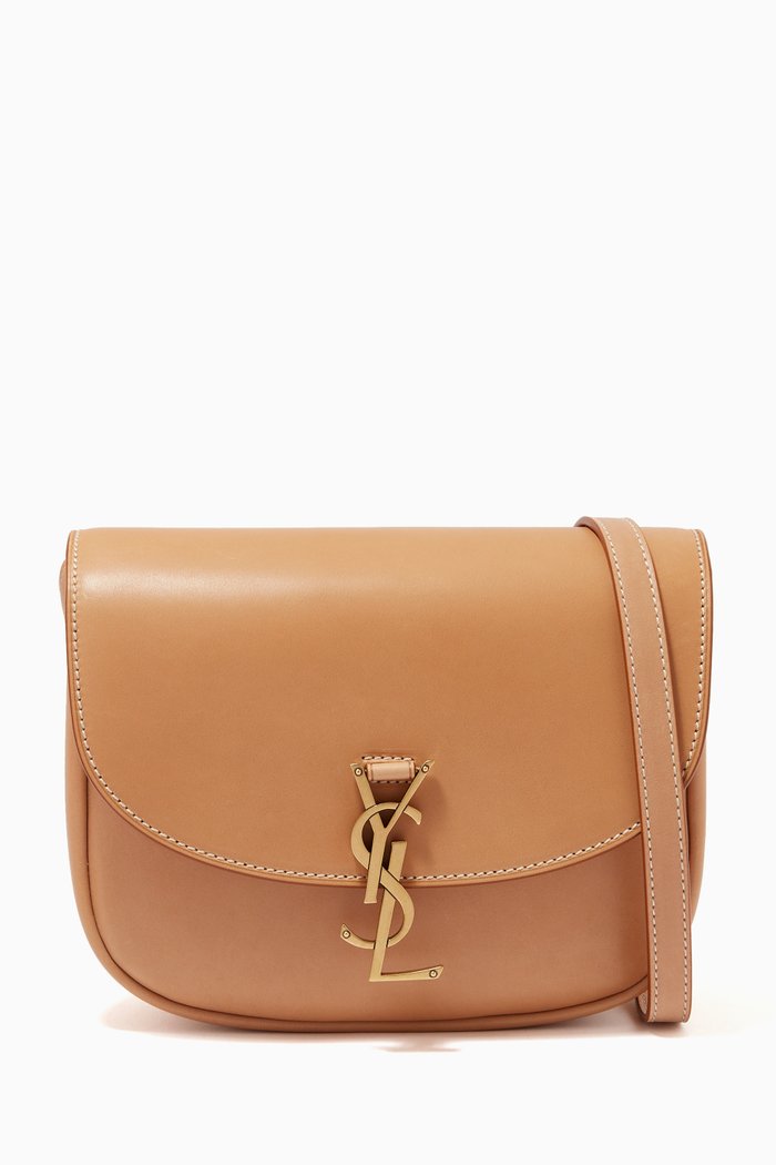 

Medium Kaia Satchel Bag in Leather, Brown