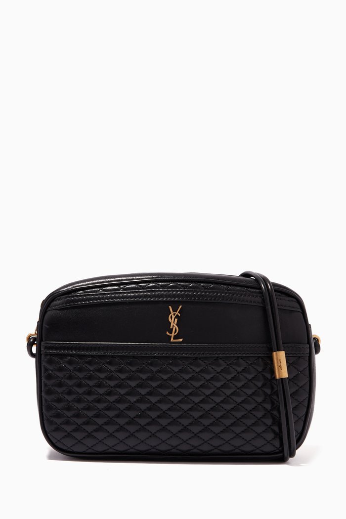 Victoire Camera Bag in Quilted Lambskin, Black