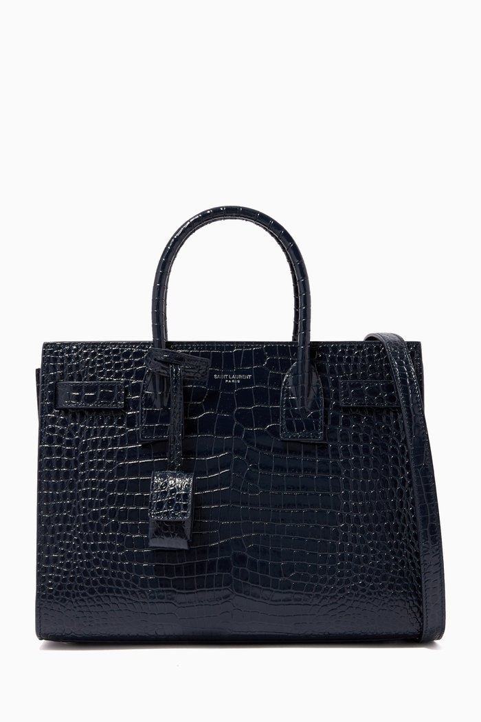 

Classic Baby Sac de Jour in Crocodile Embossed Leather, Blue