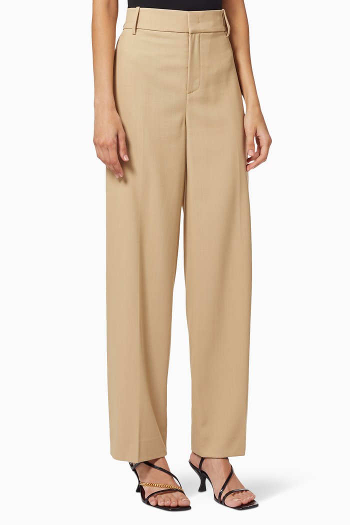 

High-Waisted Straight Leg Pants, Neutral