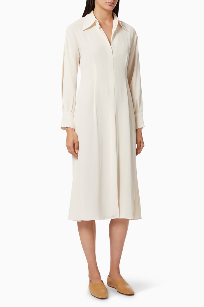 

Draped Collar Dress, White