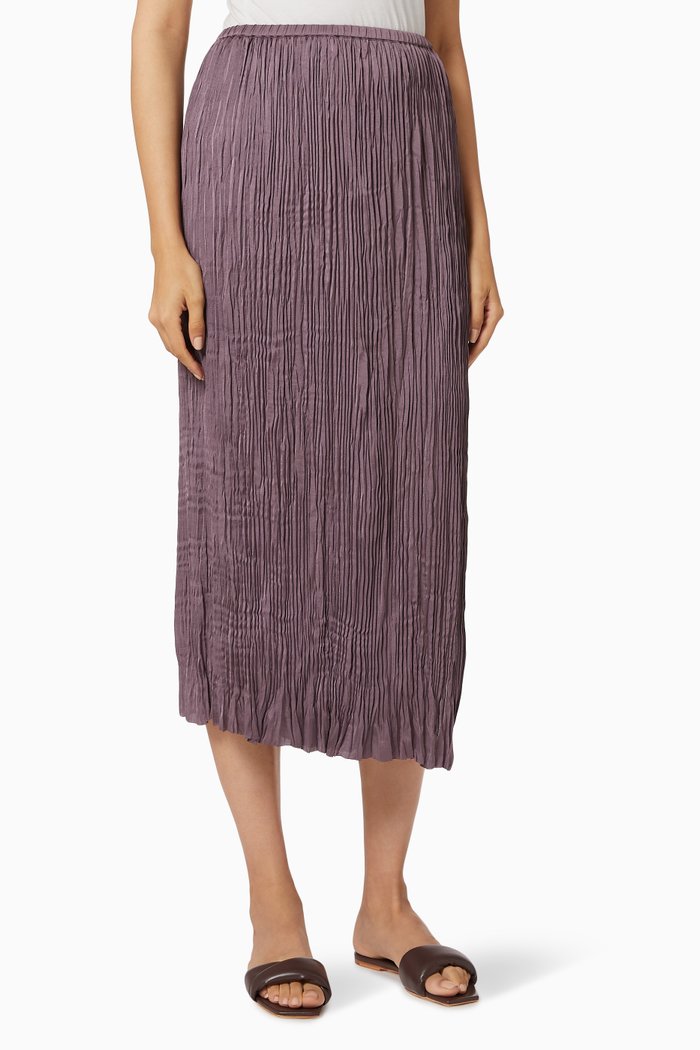 

Paneled Midi Skirt with Pleats, Purple