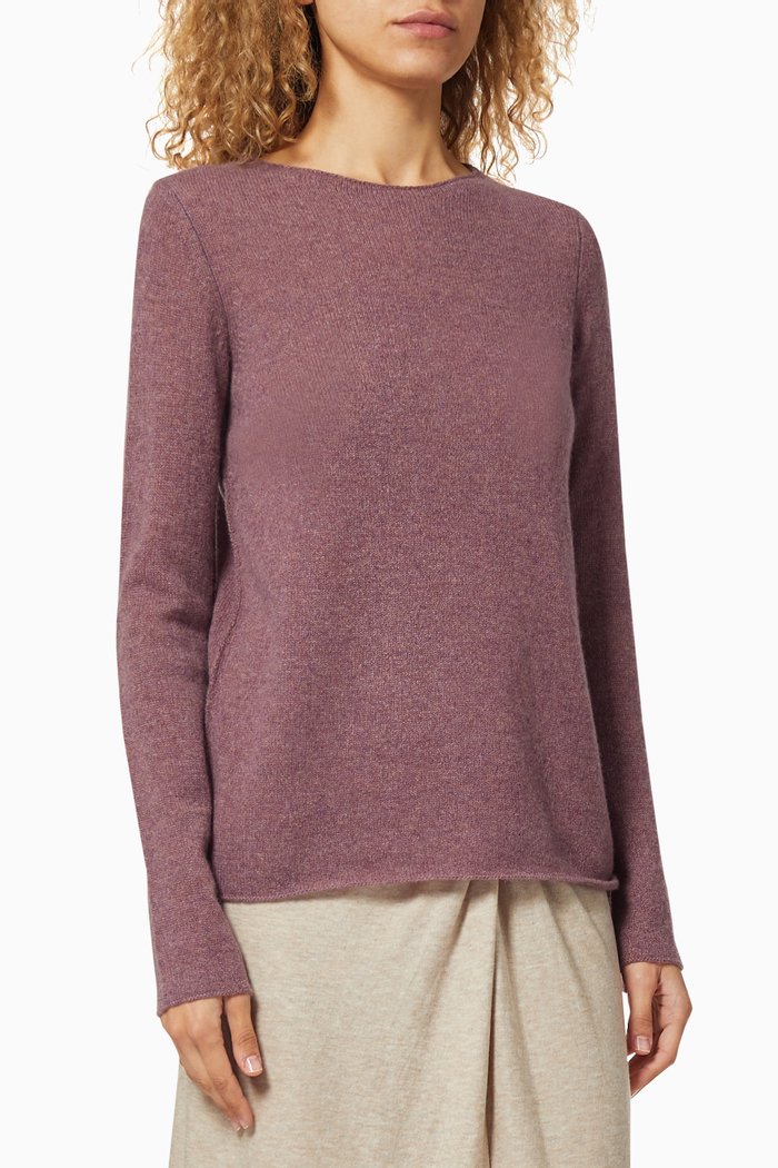

Trimless Cashmere Pullover, Purple