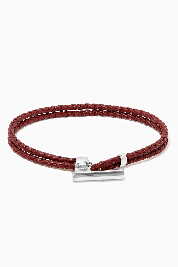 

Bracelet in Intrecciato Nappa & Antique Silver, Brown