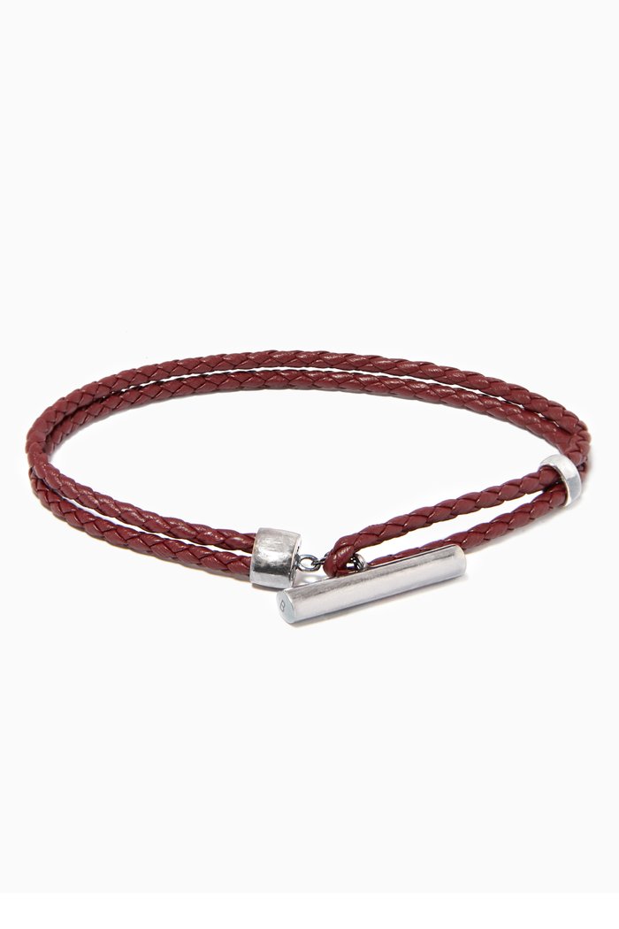 Bracelet in Intrecciato Nappa & Antique Silver, Red
