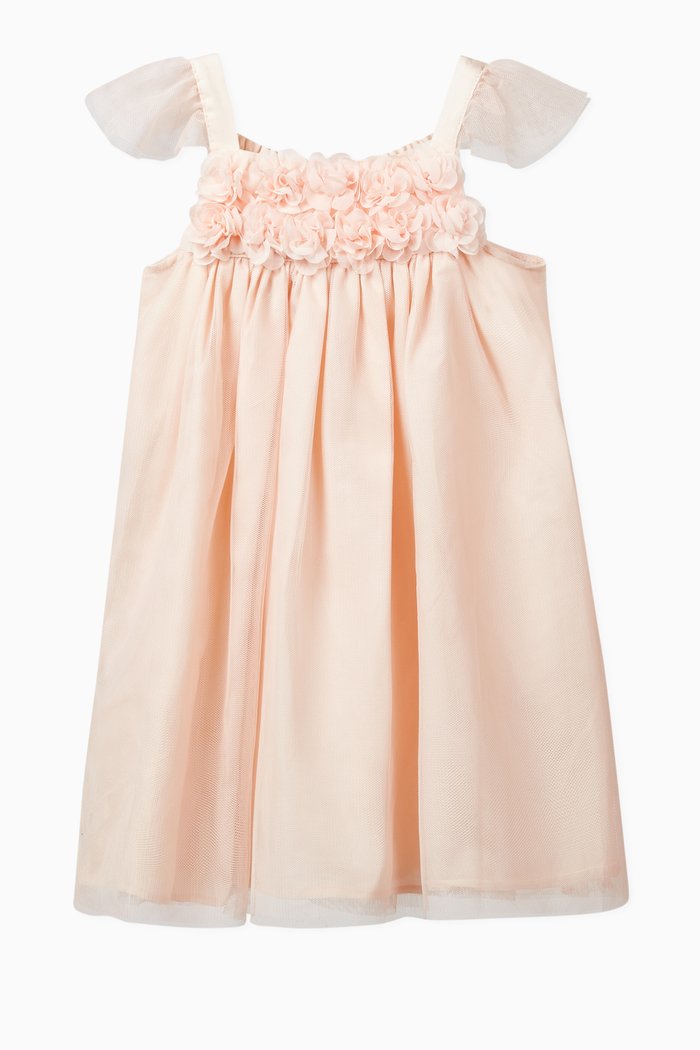 

3D Flower Mesh Dress, Pink
