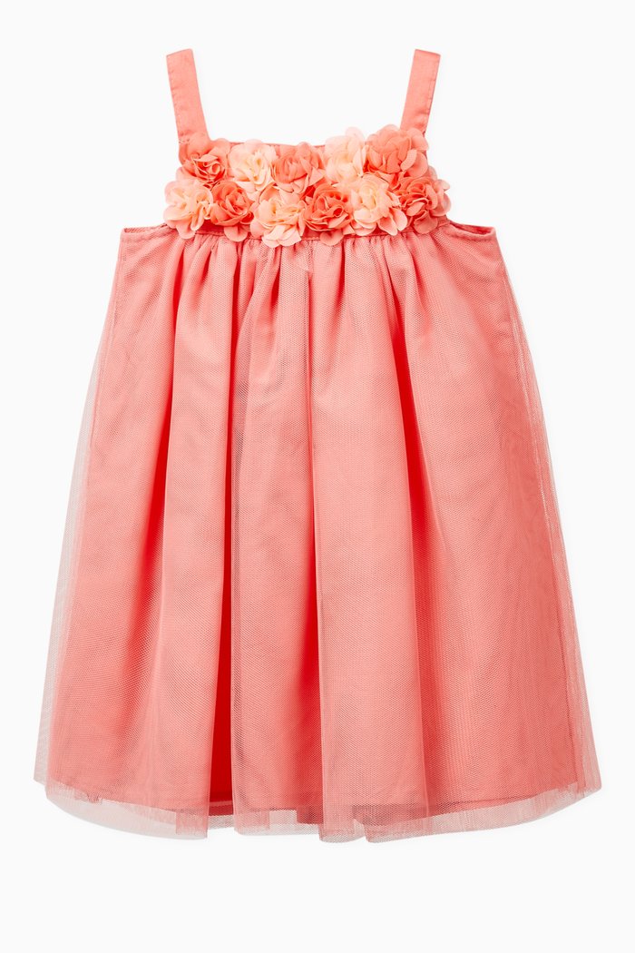 

3D Flower Mesh Dress, Pink