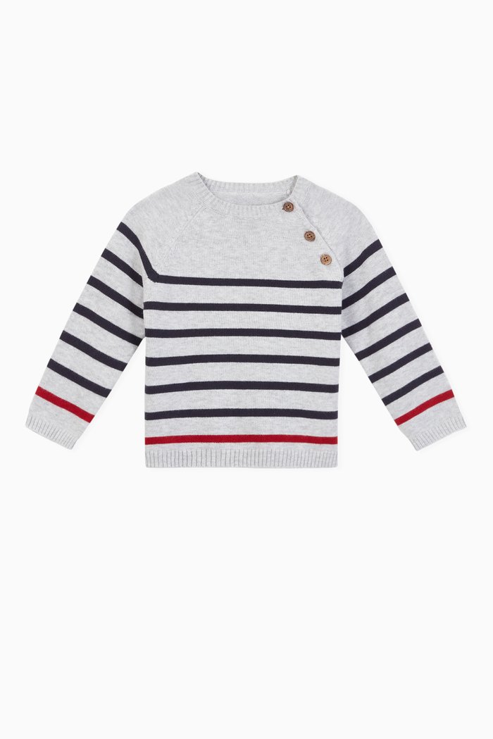 

Striped Cotton Knit Jumper, Multicolour