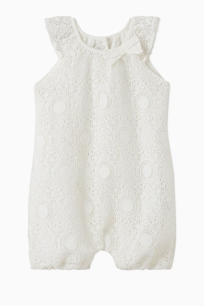 

Bow Lace Romper, White