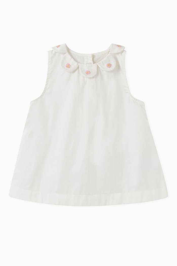 

Scallop Collar Cotton Blouse, Neutral