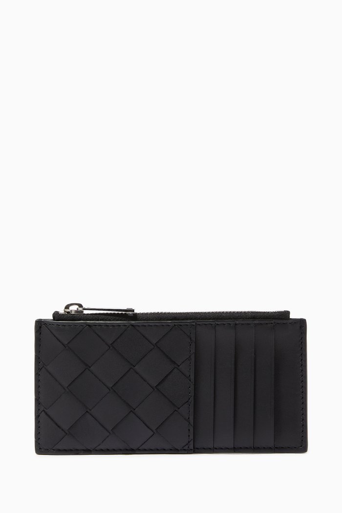 

Card Case in Intrecciato Calfskin, Black