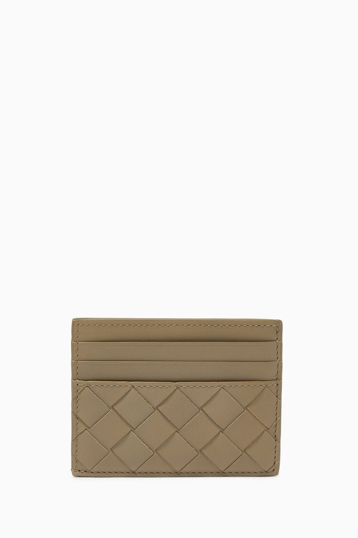 

Card Case in Intrecciato Calfskin, Grey