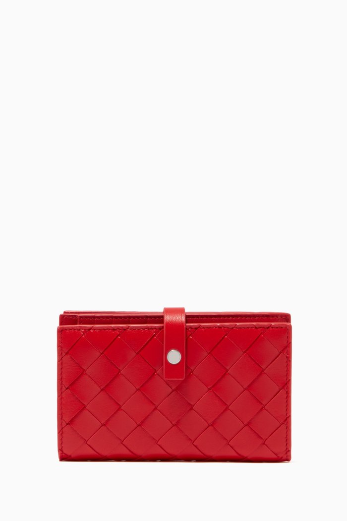 

French Wallet in Intrecciato Nappa, Red