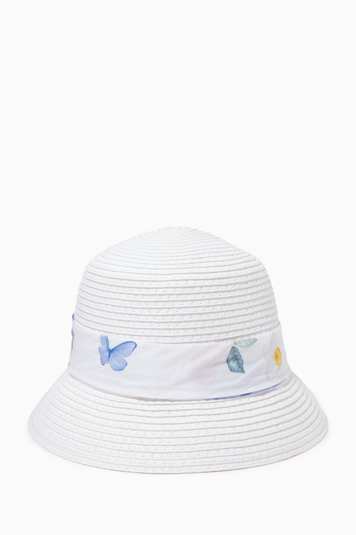 

Butterfly Ribbon Sun Hat, White
