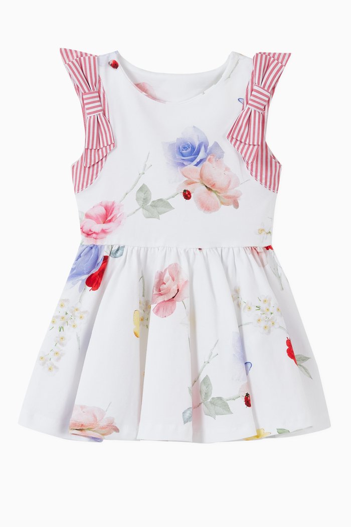 

Floral Bow Cotton Dress, White
