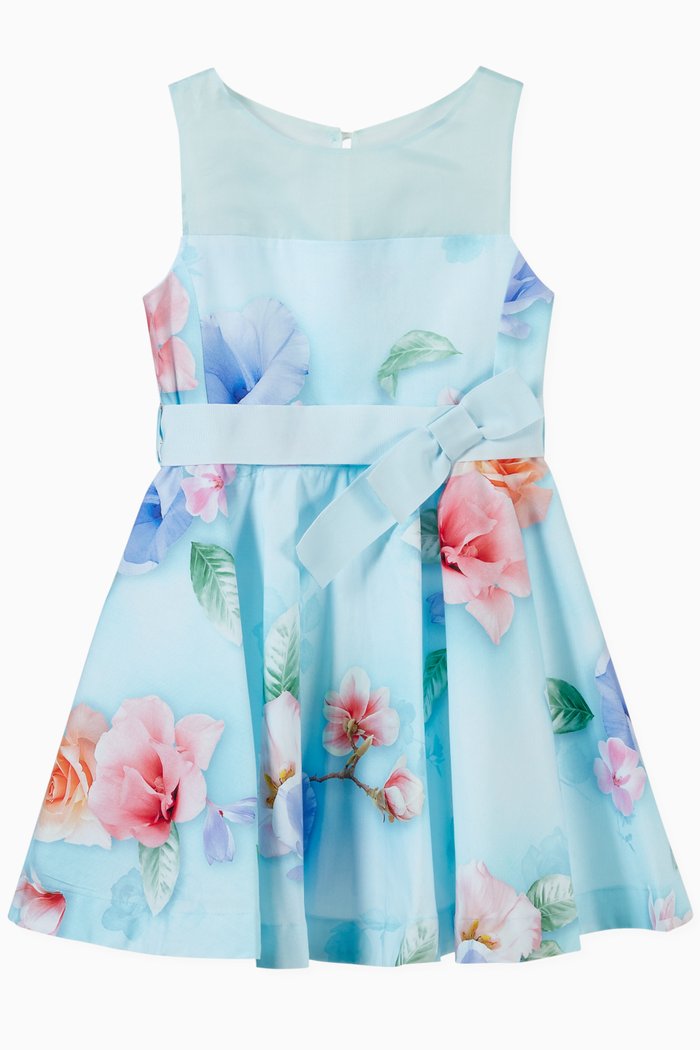 

Floral Print Dress in Cotton, Blue