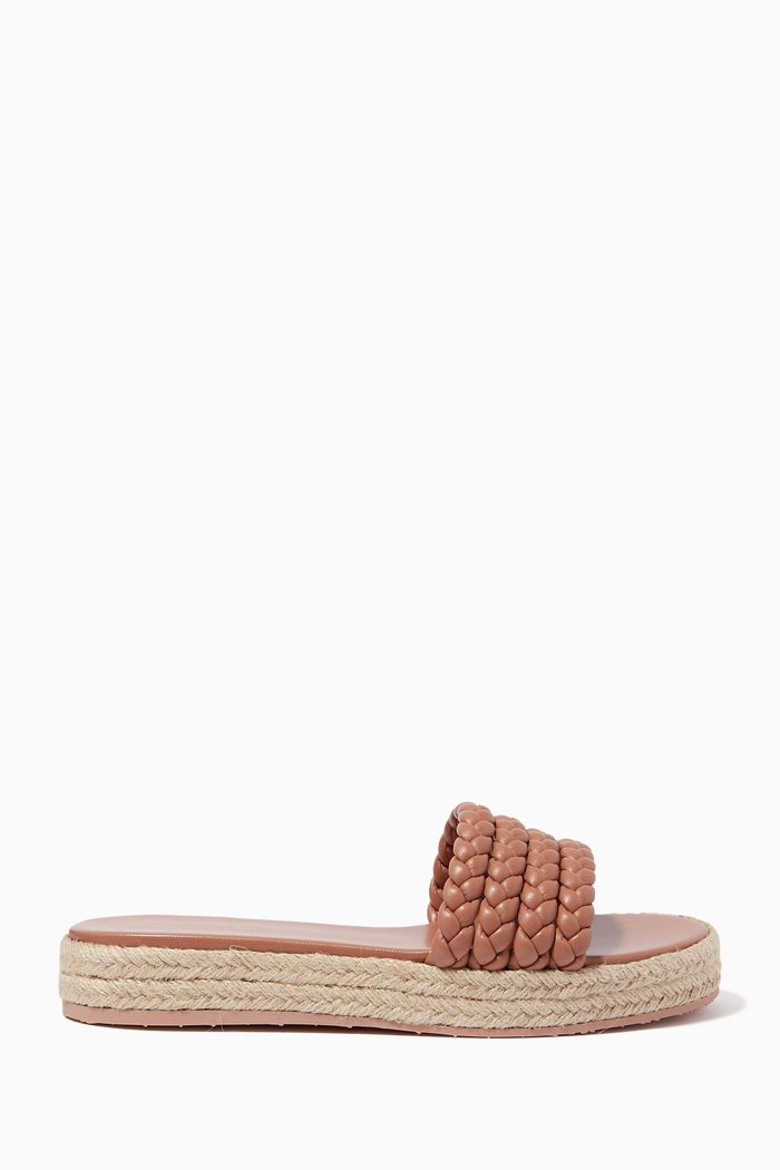 Marbella Platform Slides in Nappa, Brown
