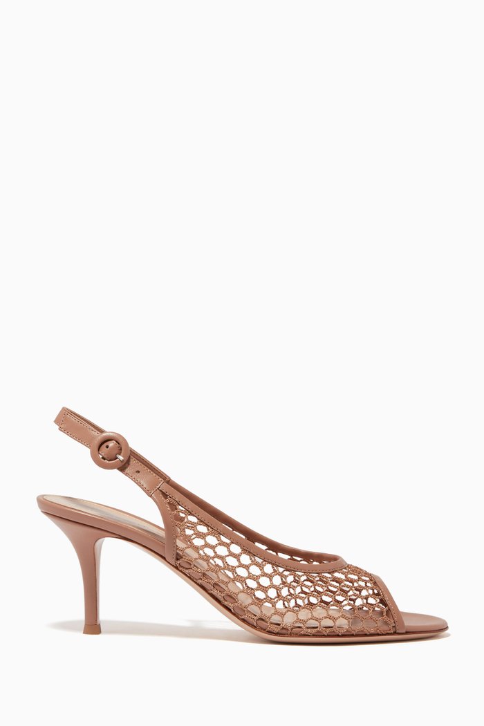 

Carolina 70 Slingback Pumps in Mesh & Nappa, Neutral