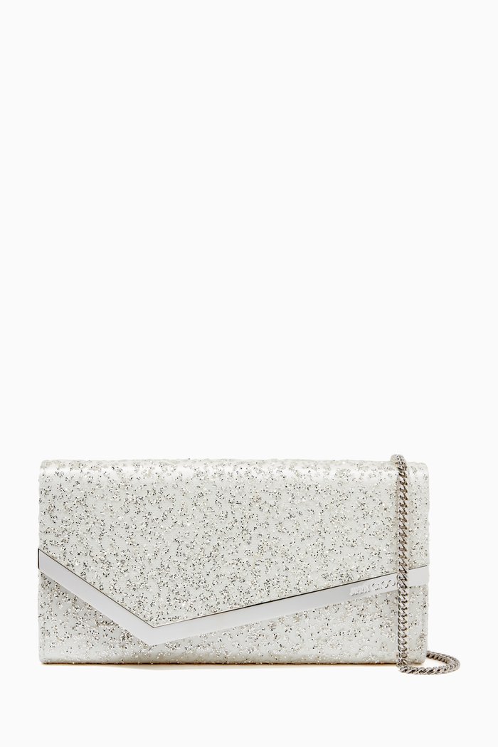

Emmie Clutch Bag in Glitter Tulle, White