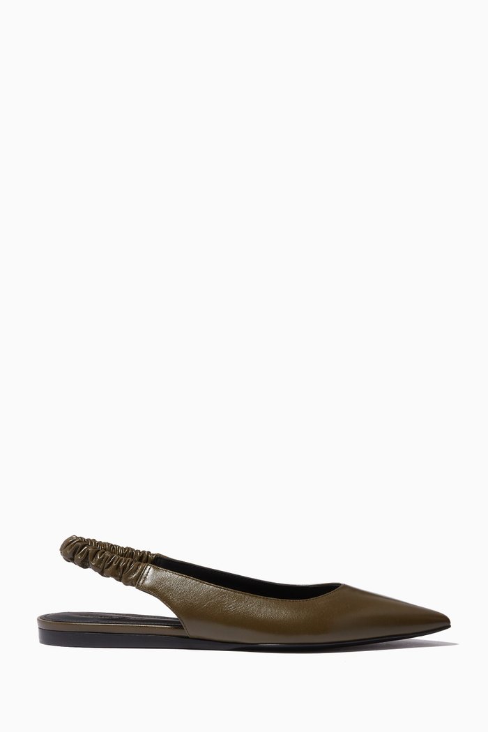 

Point-Toe Ballerinas in Cuoio Leather, Yellow