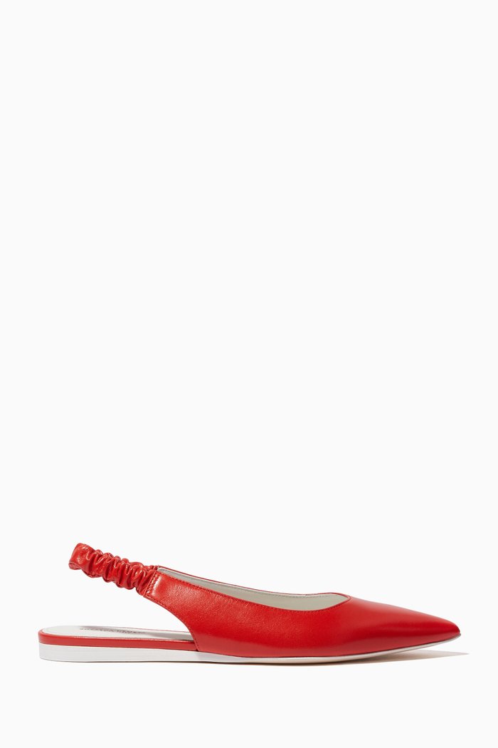 

Point-Toe Ballerinas in Cuoio Leather, Orange