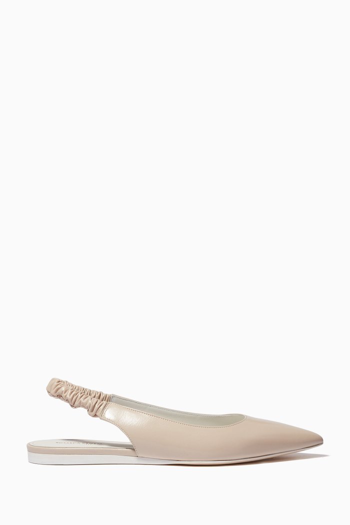 

Point-Toe Ballerinas in Cuoio Leather, Neutral