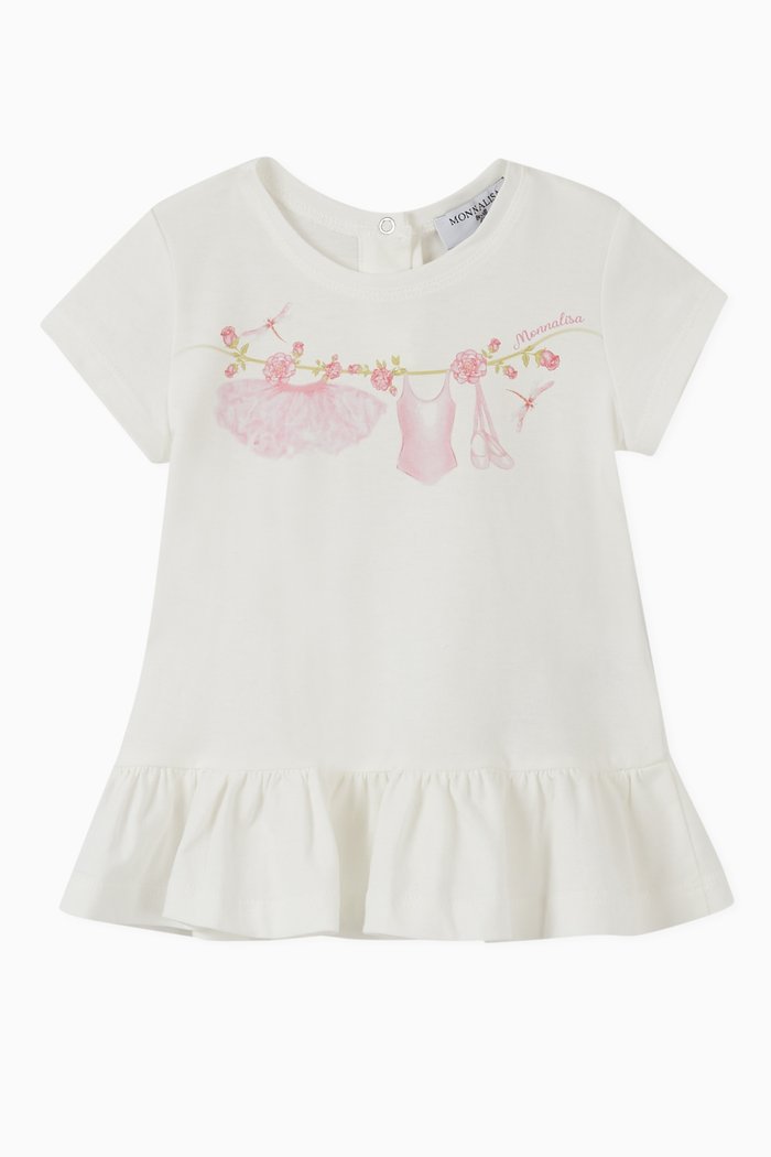 

Ruffle Cotton T-shirt, White