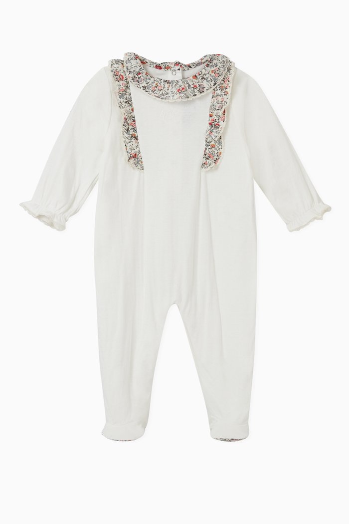 

Ruffled Trim Sleepsuit, White