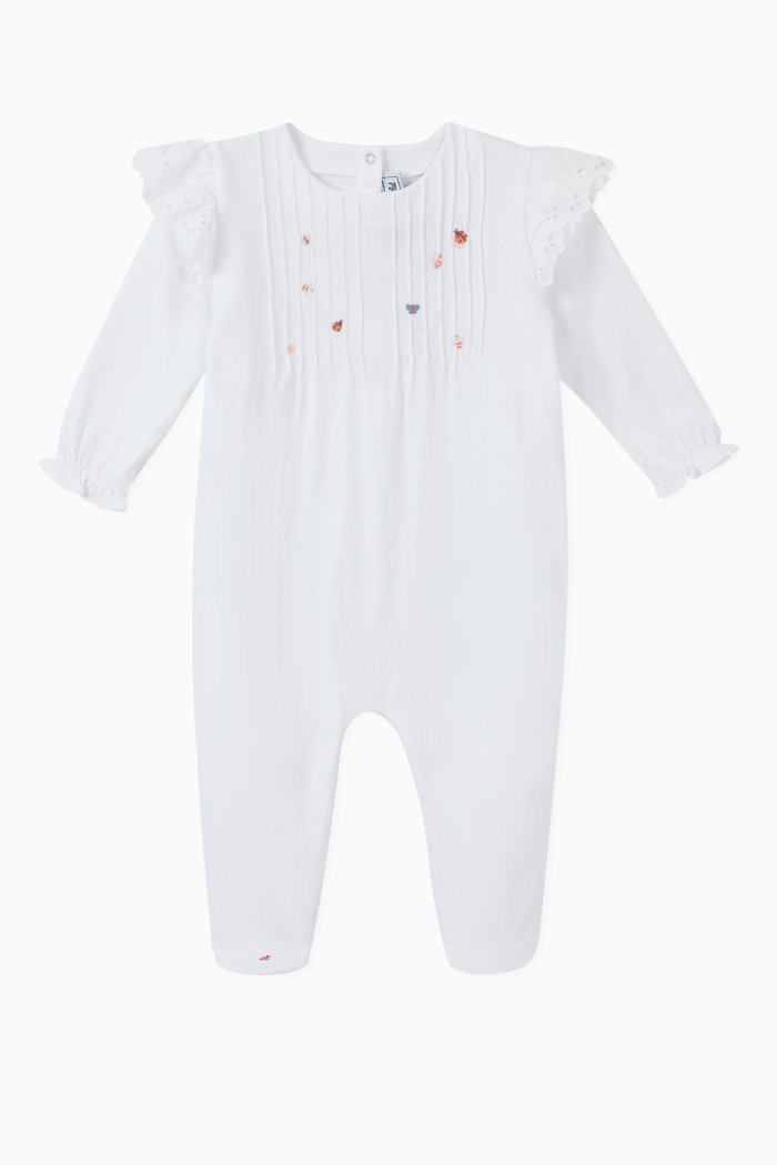 

Embroidered Butterflies Sleepsuit, White